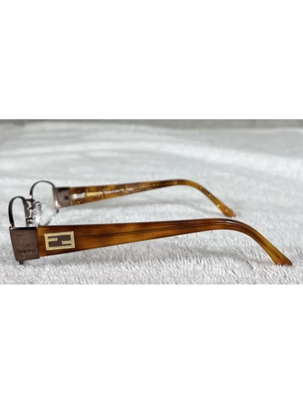 Fendi F878 705 Bronze Full Rim Metal Rectangular Eyeglasses Frames 52-17-135
